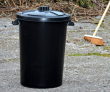 BLACK DUSTBIN 90LTR WITH LID CL009 38CM DIA X 68CM