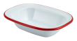 GENWARE ENAMEL WHITE/RED RIM RECTANGULAR PIE DISH 8.4OZ