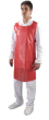 DISPOSABLE POLYTHENE APRON; 27X46 RED