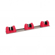 RED WALL TIDY/BRACKET WITH 3 CLIPS FOR BROOMS