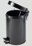 BLACK PEDAL BIN 3L 25CM H, 17CM DIAMETER