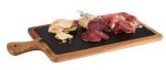 ACACIA WOOD SERVING BOARD WITH SLATE TRAY INSET 33X20CM