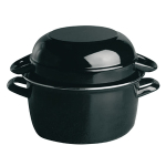 BLACK ENAMELLED MUSSEL POT WITH LID 18 x 12CM (2LTR)