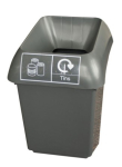 TINS RECYCLING 30LTR BIN WITH GREY LID AND LOGO