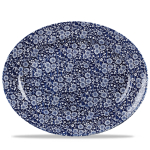 CHURCHILL SUPER VITRIFIED VINTAGE PRINTS WILLOW VICTORIAN CALICO OVAL DISH 14.4X11.5"
