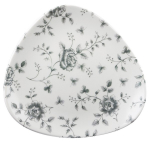 CHURCHILL SUPER VITRIFIED VINTAGE PRINTS GREY ROSE CHINTZ TRIANGULAR PLATE 9"