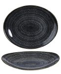 CHURCHILL SUPER VITRIFIED STUDIO PRINTS CHARCOAL BLACK OVAL PLATE 12.5X10"