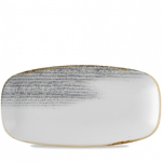 STUDIO PRINTS SUPER VITRIFIED HOMESPUN ACCENTS JASPER GREY OBLONG PLATE 11.7X6"