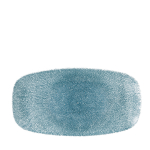 CHURCHILL SUPER VITRIFIED STUDIO PRINTS RAKU TOPAZ BLUE OBLONG PLATE 11.7X6"