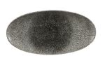CHURCHILL SUPER VITRIFIED STUDIO PRINTS RAKU QUARTZ BLACK OVAL PLATE 13.7X6.8"