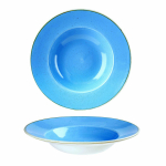 CHURCHILL SUPER VITRIFIED STONECAST CORNFLOWER BLUE WIDE RIM BOWL 16.5OZ