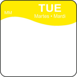 DISSOLVABLE DAY OF THE WEEK LABEL - TUESDAY