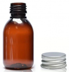 100ML AMBER PET SIROP BOTTLE & 28MM ALUMINIUM CAP
