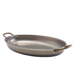 GENWARE VINTAGE STEEL OVAL DISH 34 X 23CM
