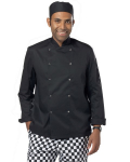 DENNY'S ECONOMY LONG SLEEVE CHEFS JACKET BLACK MEDIUM