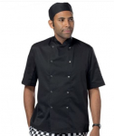 DENNY'S ECONOMY SHORT SLEEVE CHEFS JACKET BLACK LARGE