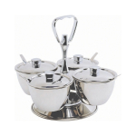 GENWARE STAINLESS STEEL REVOLVING RELISH SERVER 4-WAY 7OZ