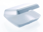 WHITE FOAM FOOD BOX 247 X 198 X 75MM HINGED LID