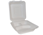 BAGASSE SQUARE LUNCH BOX 8 X 8" 3 COMPARTMENTS