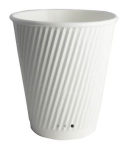 SQUAT RIPPLE CUP WHITE 12OZ TRIPLE WALL