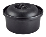 GENWARE FORGE STONEWARE BLACK BUFFET ROUND CASSEROLE DISH 53OZ