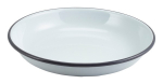 GENWARE ENAMEL WHITE/GREY RIM COUPE PLATE 7.9"