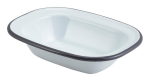 GENWARE ENAMEL WHITE/GREY RIM RECTANGULAR PIE DISH 8.4OZ