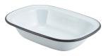 GENWARE ENAMEL WHITE/GREY RIM RECTANGULAR PIE DISH 17.9OZ