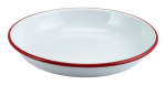 GENWARE ENAMEL WHITE/RED RIM COUPE PLATE 7.9"