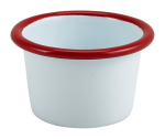 GENWARE ENAMEL WHITE/RED RIM RAMEKIN 3.2OZ