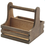 GENWARE SMALL RUSTIC WOODEN TABLE CADDY 5.9X6"