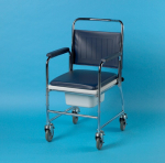 DAYS CHROME PLATED STEEL WHEELED COMMODE - WITH SQUARE BOWL