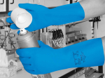 NITRILE BLUE RUBBER GLOVE FLOCK LINED LARGE