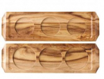 ACACIA WOODEN WINE/BEAR FLIGHT HLDS 3 GLASSES 11.5X3.5" X6