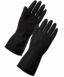 HEAVY WEIGHT BLACK RUBBER GLOVES MEDIUM SIZE8