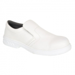 FW81 WHITE STEEL MICROFIBRE SLIP ON SHOES SIZE 34