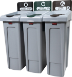 RUBBERMAID SLIM JIM 3 STREAM WASTE STATION GEN/MIXED/FOOD 87L