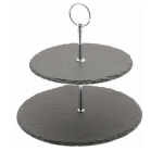 GENWARE SLATE NATURAL EDGE 2-TIER CAKE STAND 9"