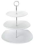 UTOPIA WHITE VITRIFIED PORCELAIN TITAN SQUARE 3-TIER CAKE STAND 14.2"