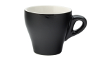 UTOPIA SUPER VITRIFIED PORCELAIN BARISTA BLACK TULIP CUP 6.3OZ