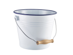 WHITE ENAMEL BUCKET WITH BLUE RIM 22 X 18.6CM 5.2LTR