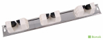 WHITE WALL BRACKET/TIDY WITH 3 CLIPS FOR BROOMS