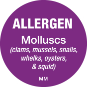 DAYMARK ALLERGEN MOLLUSCS LABEL 25MM CIRCULAR