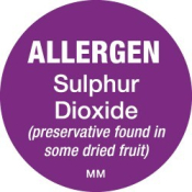 DAYMARK ALLERGEN LABEL SULPHUR DIOXIDE 25MM CIRCULAR