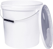 WHITE BUCKET WITH LID 20L HANDLED, FOODSAFE
