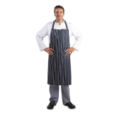 WHITE BUTCHERS XL APRON NAVY STRIPE