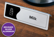 BEVERAGE DISPLAY SILVER BRUSHED MILK SIGN