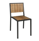 BOLERO STEEL & ACACIA WOOD SIDE CHAIR X4