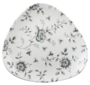 CHURCHILL SUPER VITRIFIED VINTAGE PRINTS GREY ROSE CHINTZ TRIANGULAR PLATE 9inch