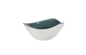 CHURCHILL SUPER VITRIFIED STONECAST PATINA RUSTIC TEAL TRIANGULAR BOWL 9.2OZ